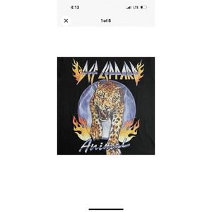 (NEW) Adult 3xl Def Leppard Band Animal T-Shirt Deaf Leopard Black Tee XXXL 80s